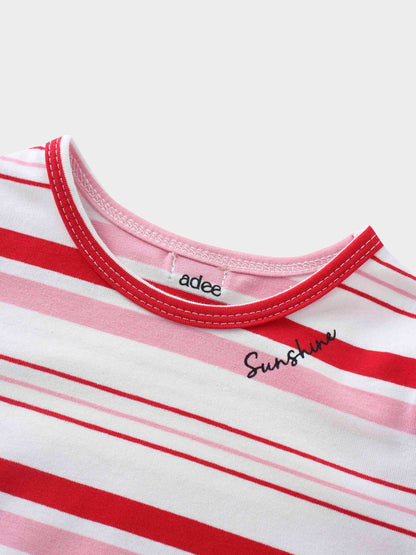 Pink and red striped girls shirts