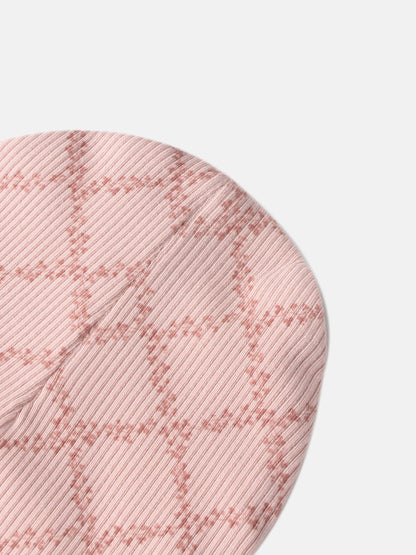 Pink Leaf Layette Set for girls by Adee; pink ribbed knit fabric