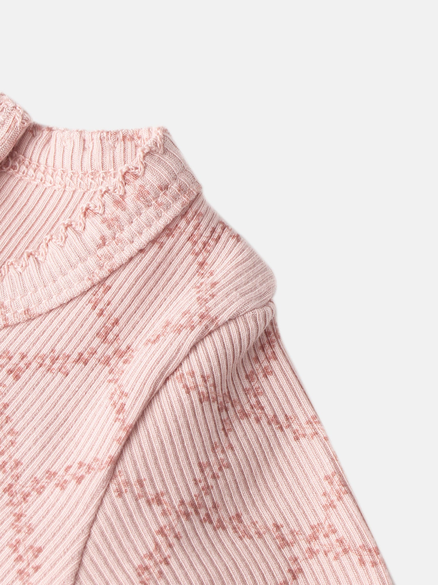 Pink Leaf Layette Set for girls by Adee in soft ribbed knit fabric
