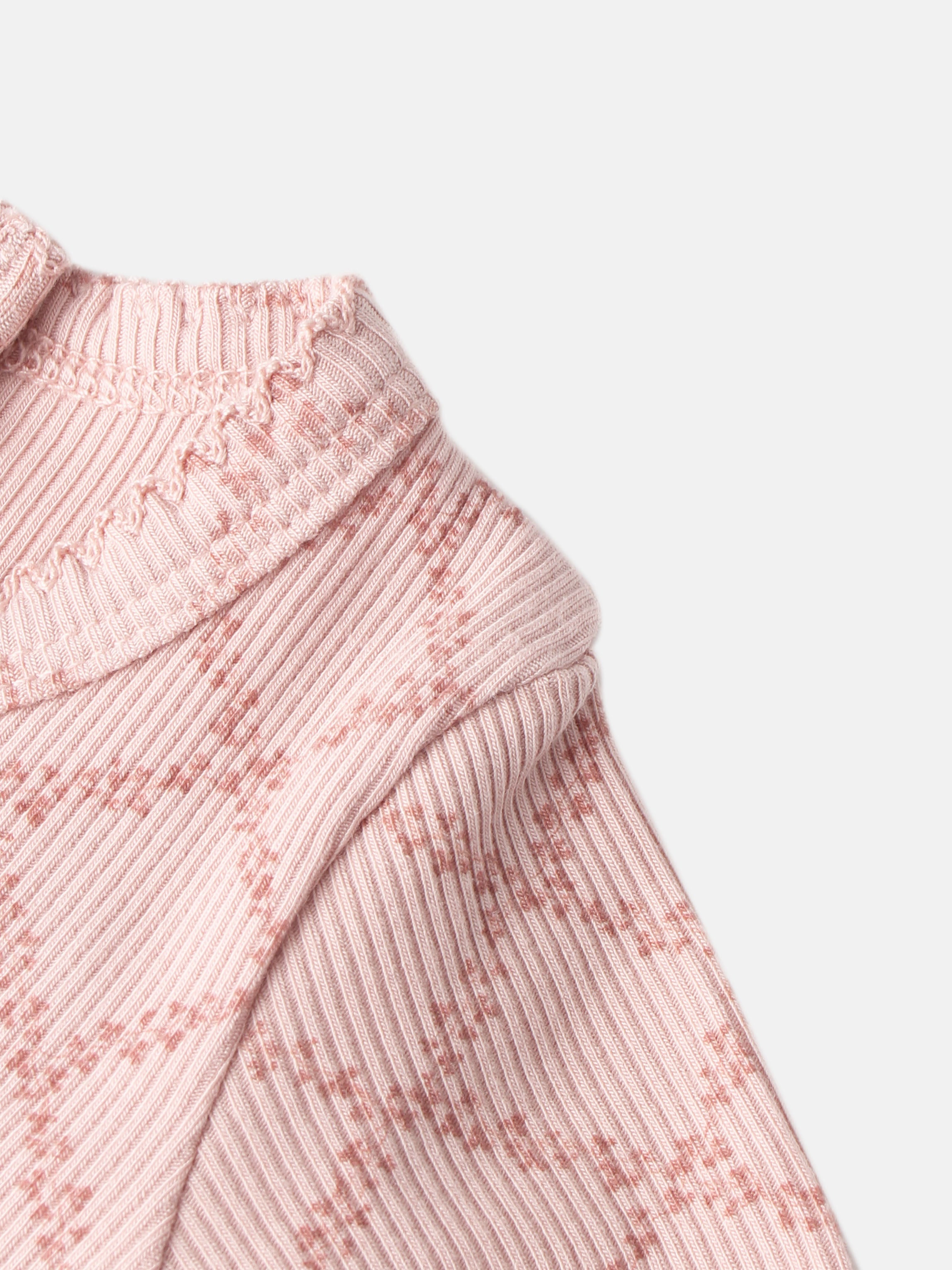 Pink Leaf Layette Set for girls by Adee in soft ribbed knit fabric