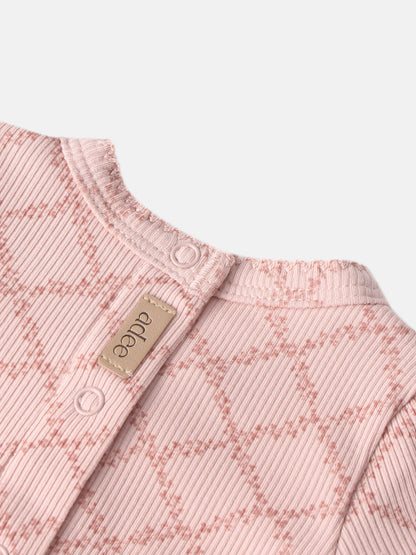 Pink Leaf Layette Set by Adee; ribbed knit baby girls clothing with brand tag