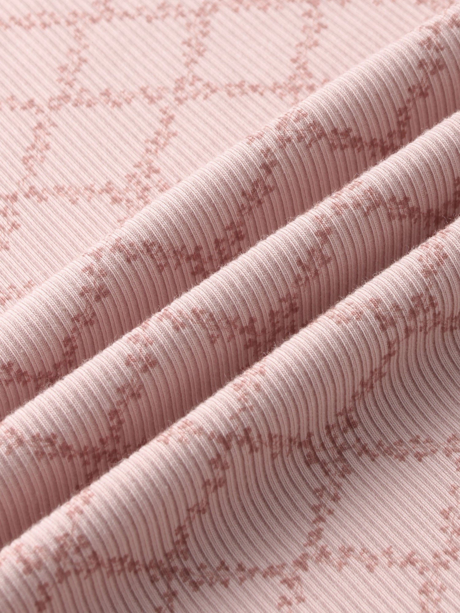Adee Pink Leaf Layette Set for girls; pink ribbed knit fabric with subtle leaf motif