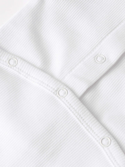 Legacy Stitch White layette set, white ribbed fabric with snap closures