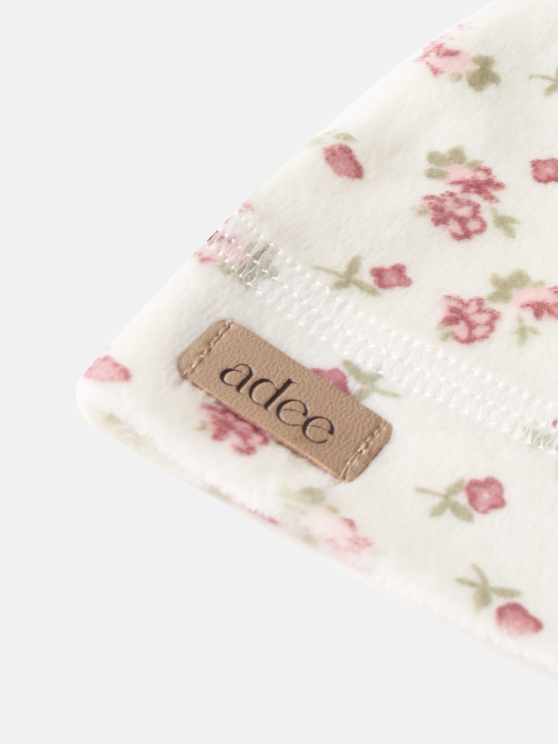 Tiny Blossom Layette Set by Adee, cream floral fleece with pink blossoms.