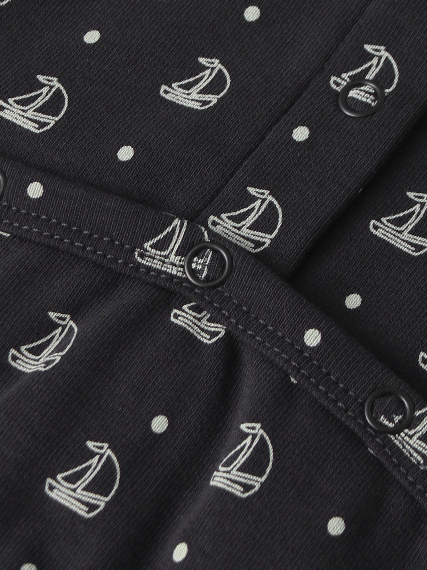 Harbor Dot Layette Set by Adee; navy fabric with white anchor and dot print for boys.