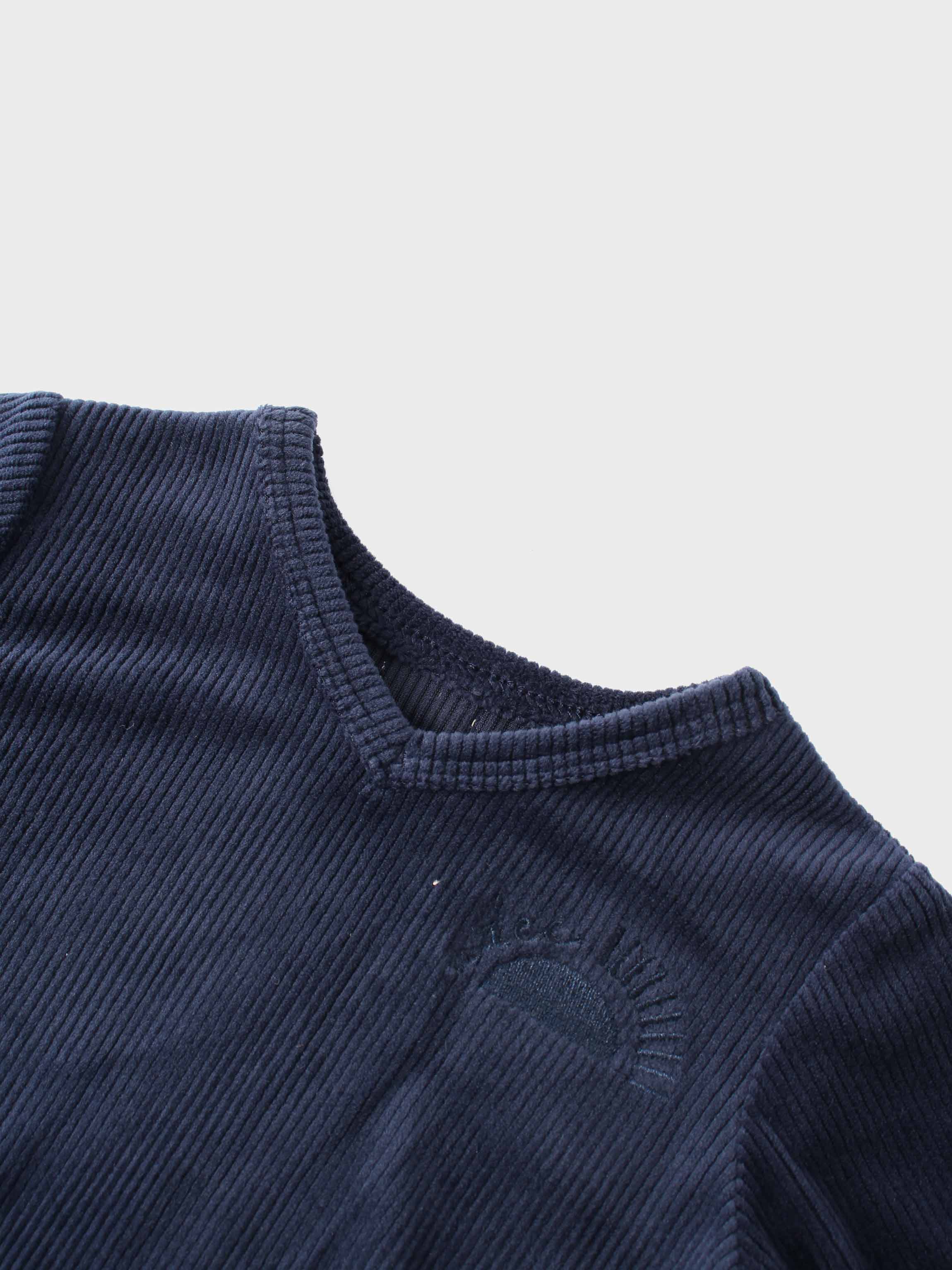 Ribbed Velour Pajama - Navy