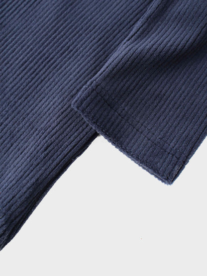 Ribbed Velour Pajama - Navy