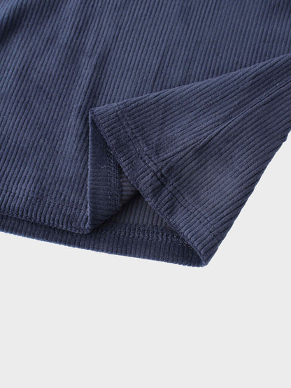 Ribbed Velour Pajama - Navy