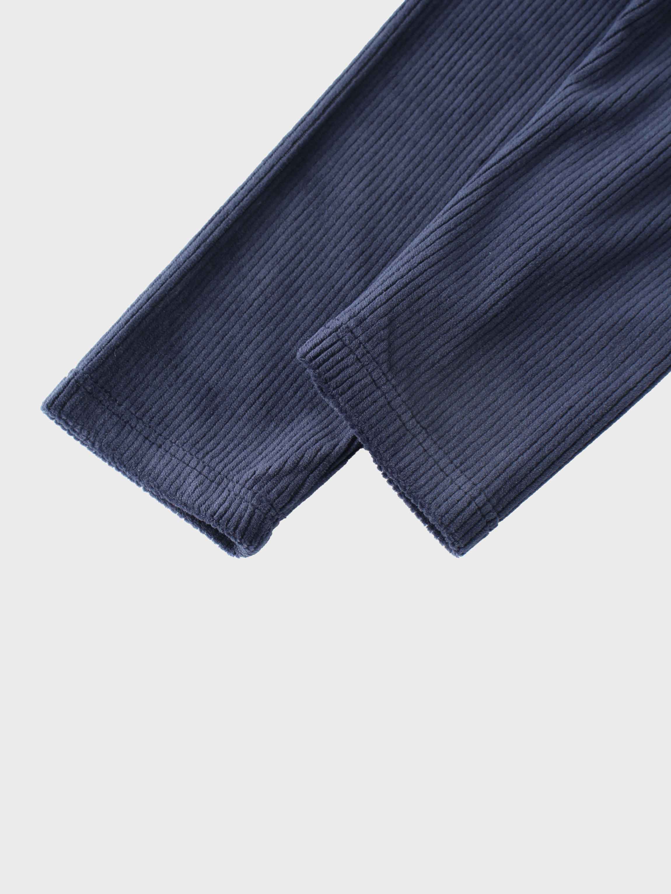 Ribbed Velour Pajama - Navy
