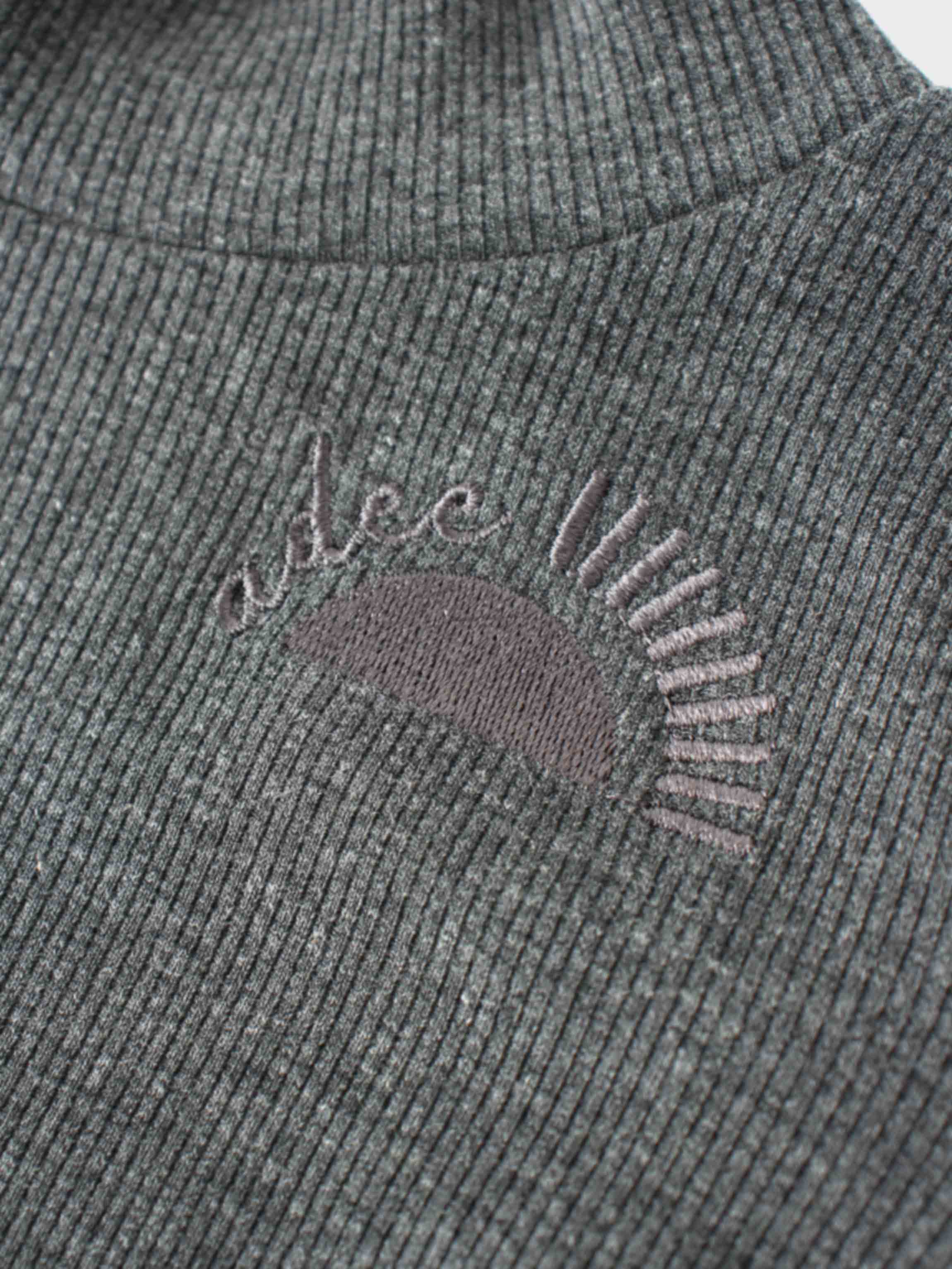 Ribbed Leggings Set with Puff Sleeves - Grey