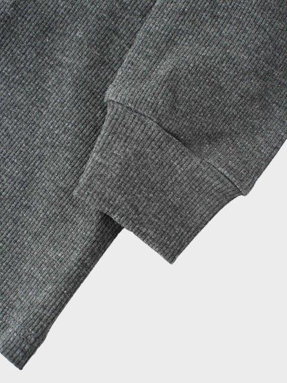 Ribbed Leggings Set with Puff Sleeves - Grey