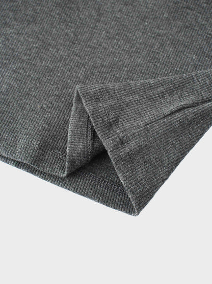 Ribbed Leggings Set with Puff Sleeves - Grey