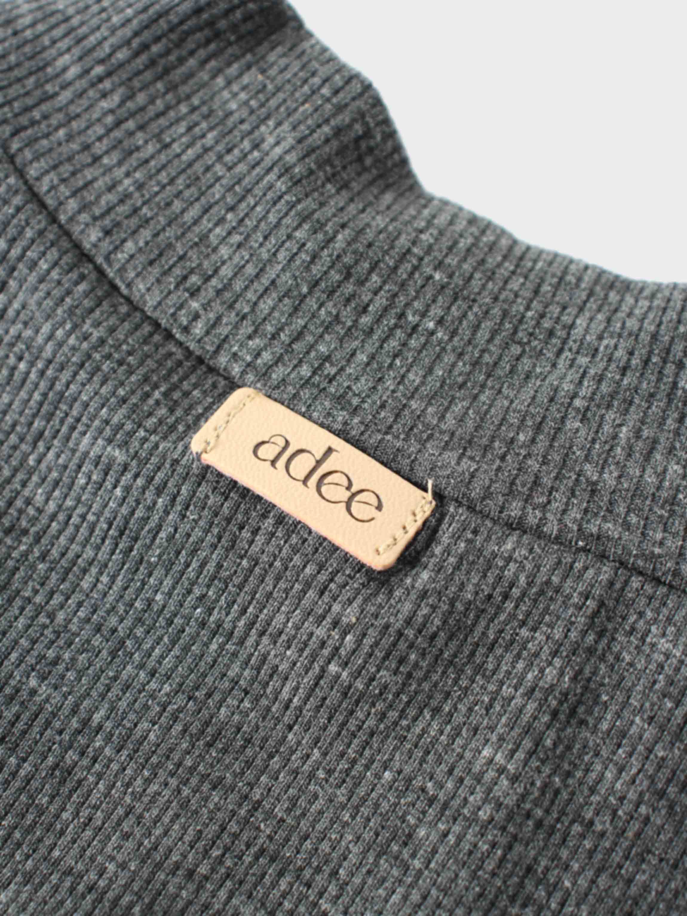 Ribbed Leggings Set with Puff Sleeves - Grey