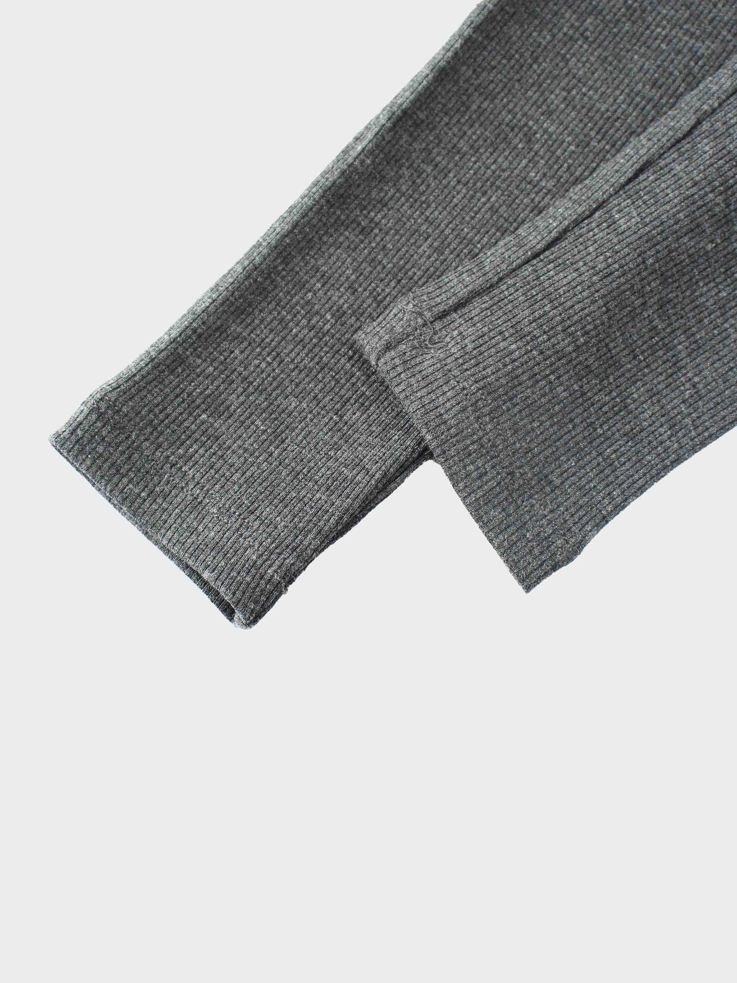 Ribbed Leggings Set with Puff Sleeves - Grey