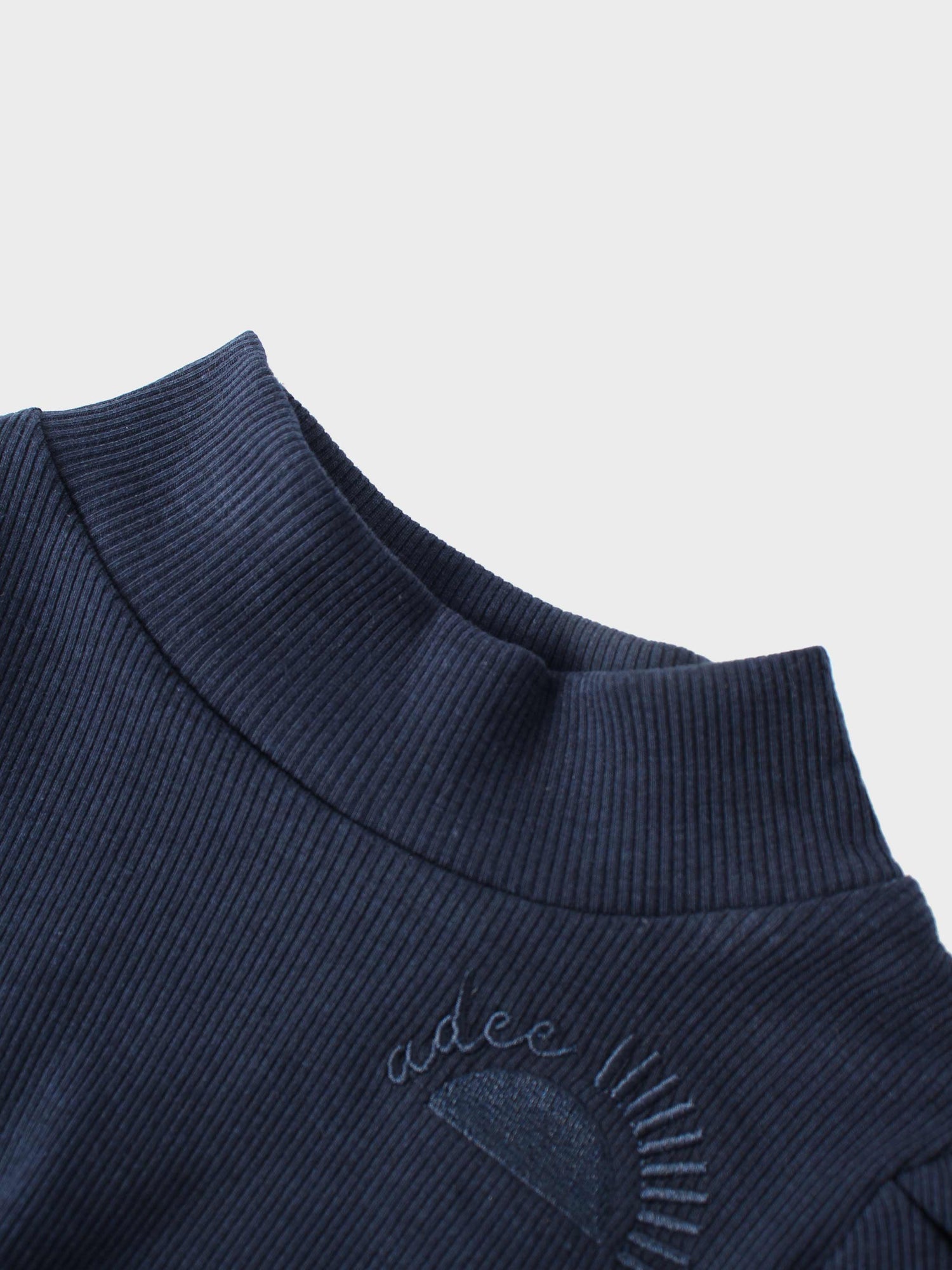 Ribbed Legging Set Puff Sleeves - Navy