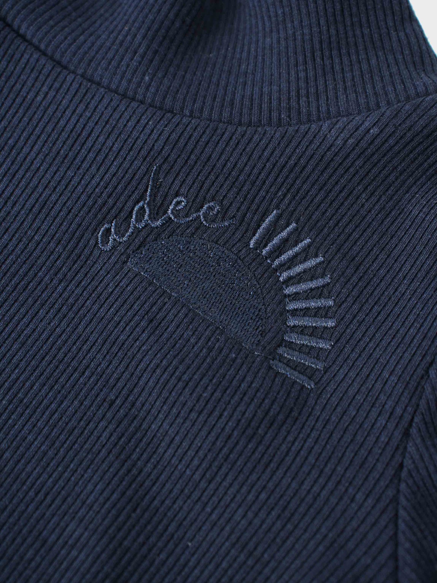 Ribbed Legging Set Puff Sleeves - Navy