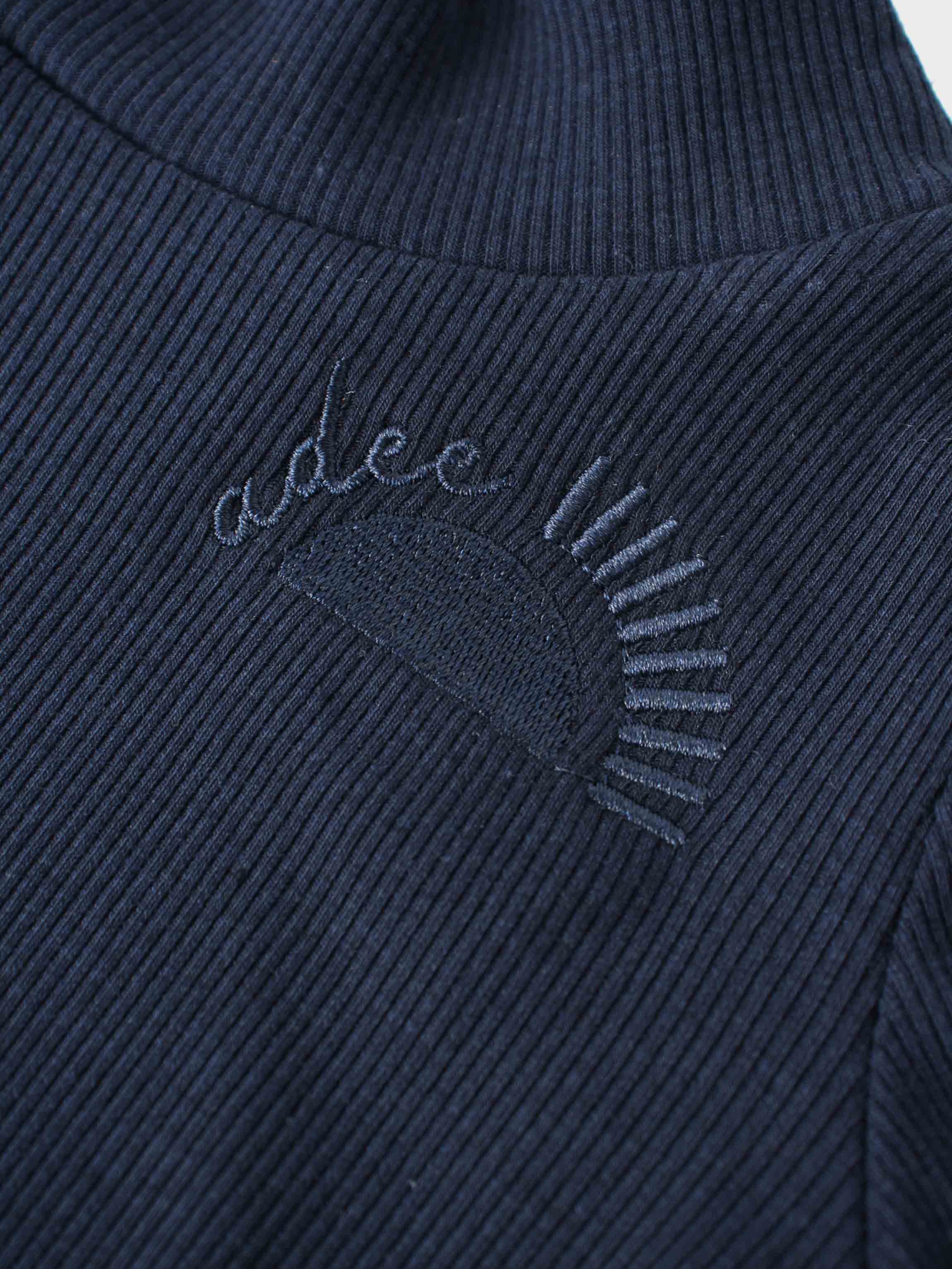 Ribbed Legging Set Puff Sleeves - Navy