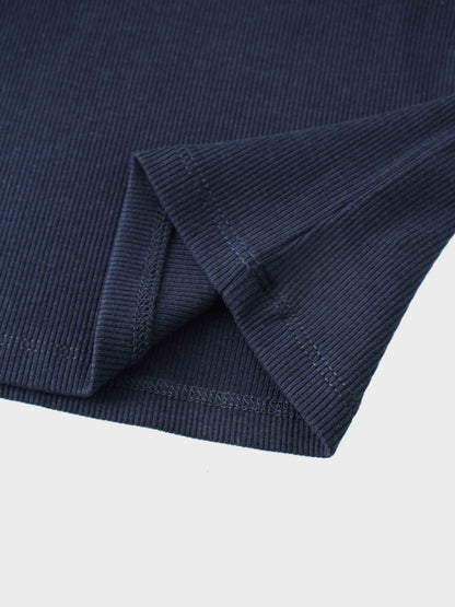 Ribbed Legging Set Puff Sleeves - Navy