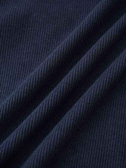 Ribbed Legging Set Puff Sleeves - Navy