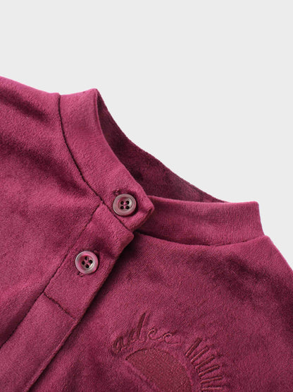 Velour Bomber Set -  Burgundy