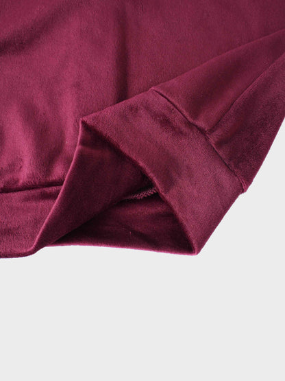 Velour Bomber Set -  Burgundy