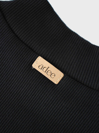 Ruffle Puff Sleeve Mock Neck Shirt - Black