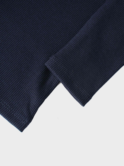 Thin Ribbed Cardigan - Navy