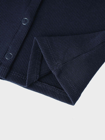Thin Ribbed Cardigan - Navy