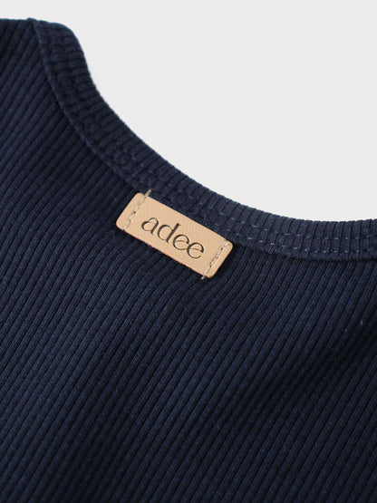 Thin Ribbed Cardigan - Navy