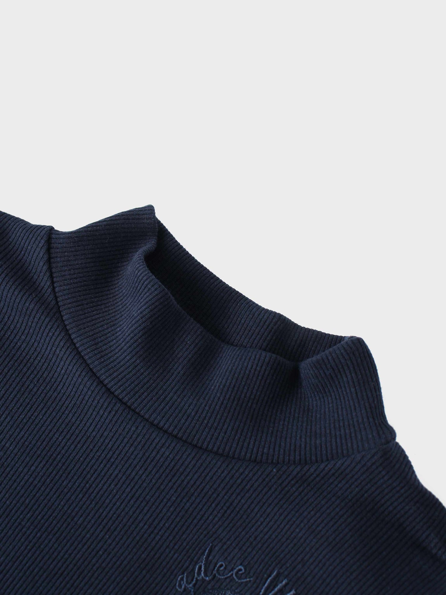Ribbed Puff Sleeve Shirt - Navy