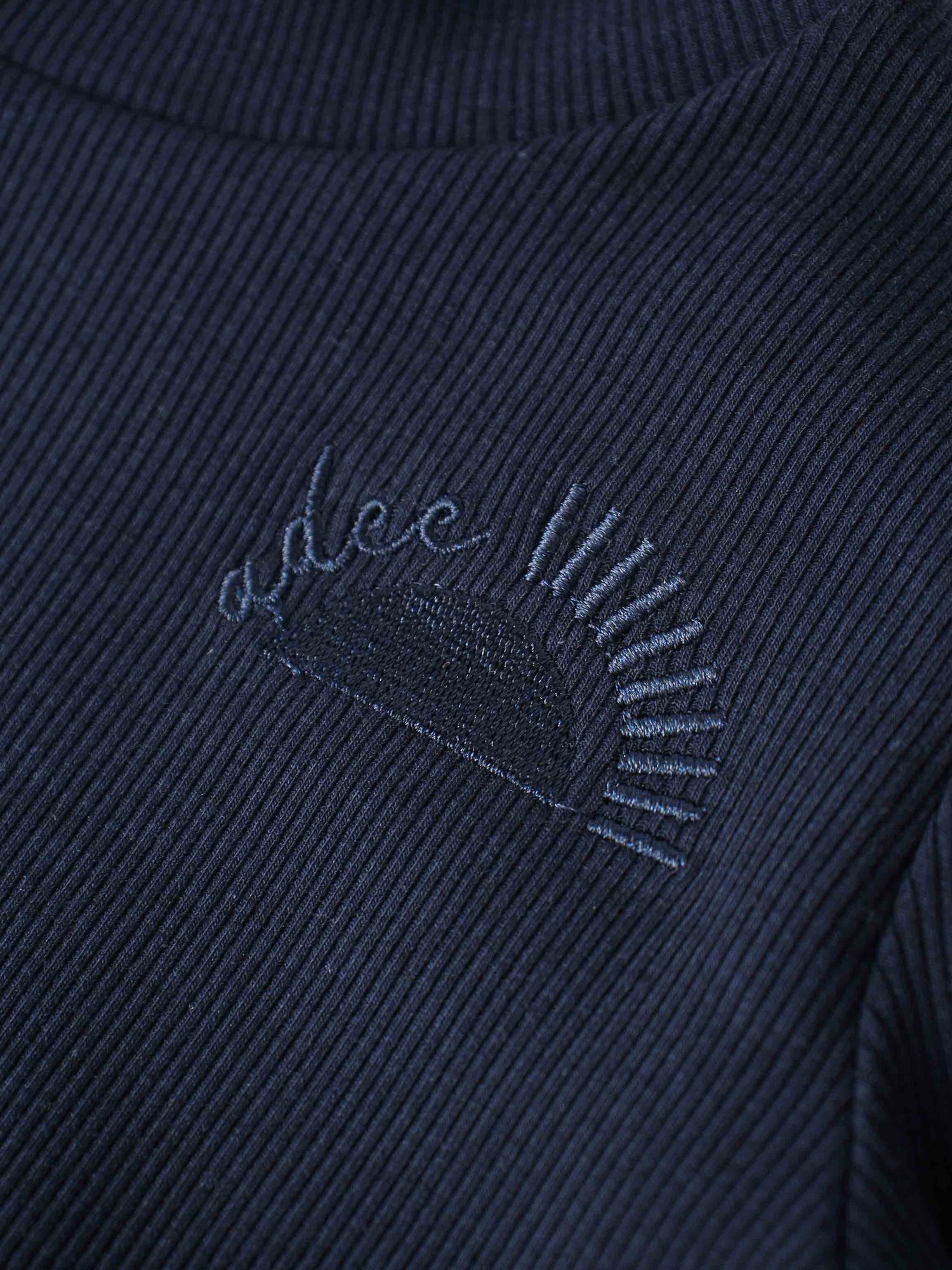 Ribbed Puff Sleeve Shirt - Navy