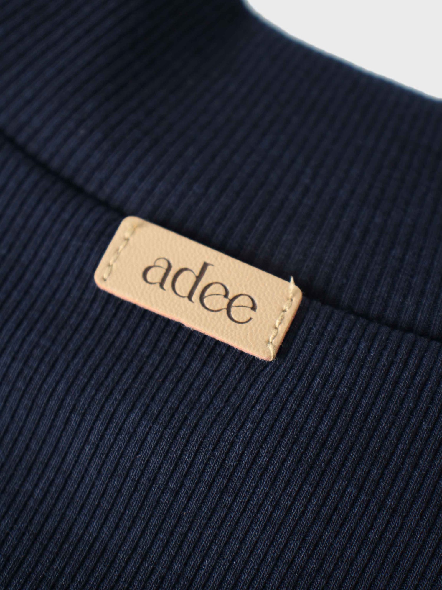 Ribbed Puff Sleeve Shirt - Navy