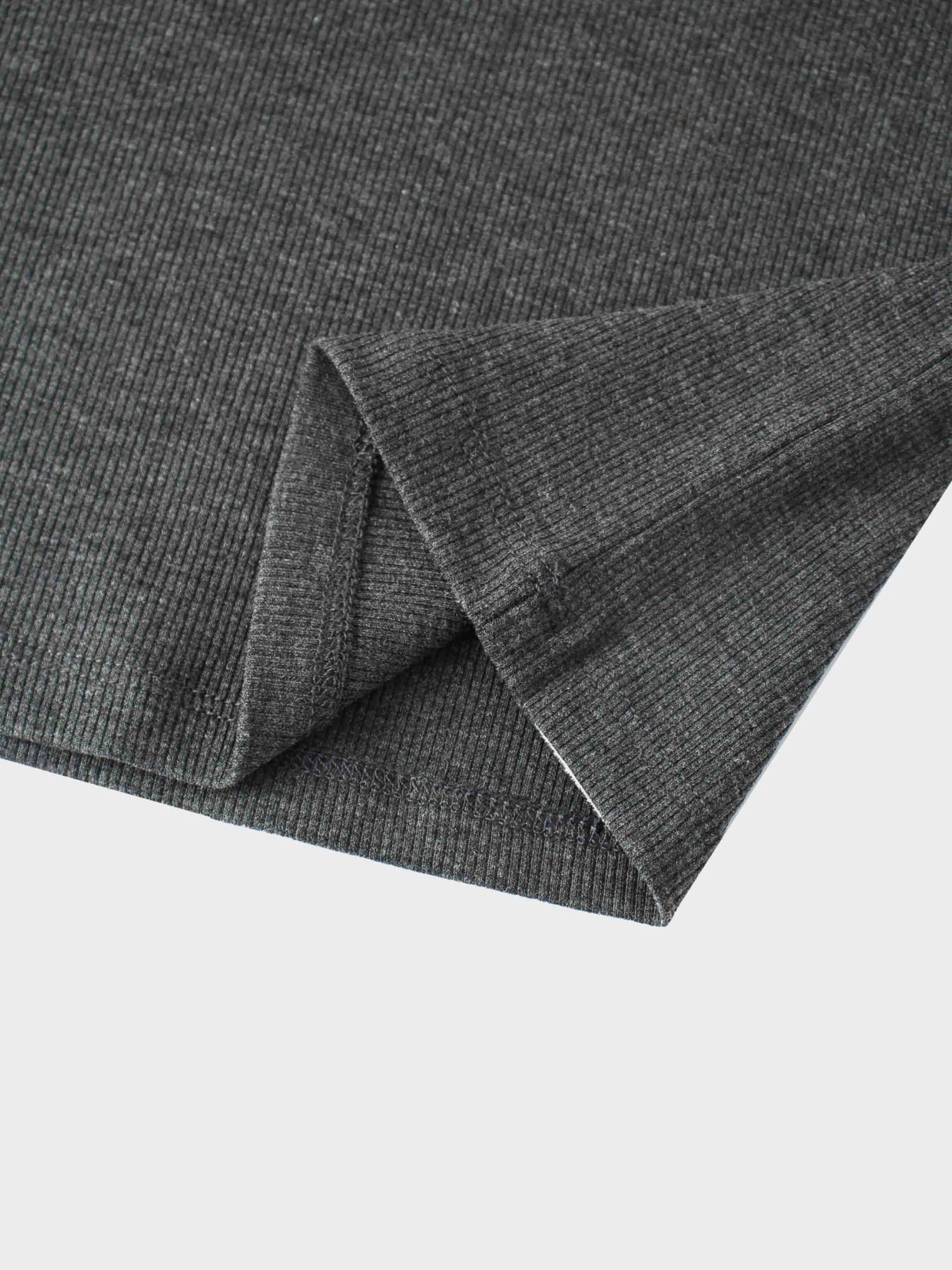 Ribbed Puff Sleeve Shirt - Grey