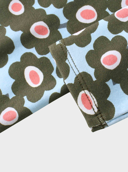 Green flower print girls shirts