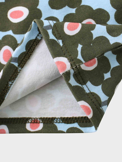Girls shirts green flower print detail