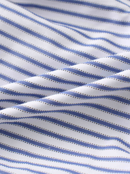 Light blue white striped baby boy romper