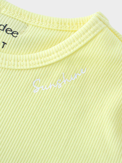 Yellow Ribbed Short Set
