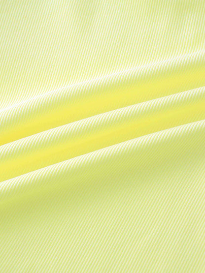 Yellow Ribbed Skirt with Short Bubble Sleeve Shirt
