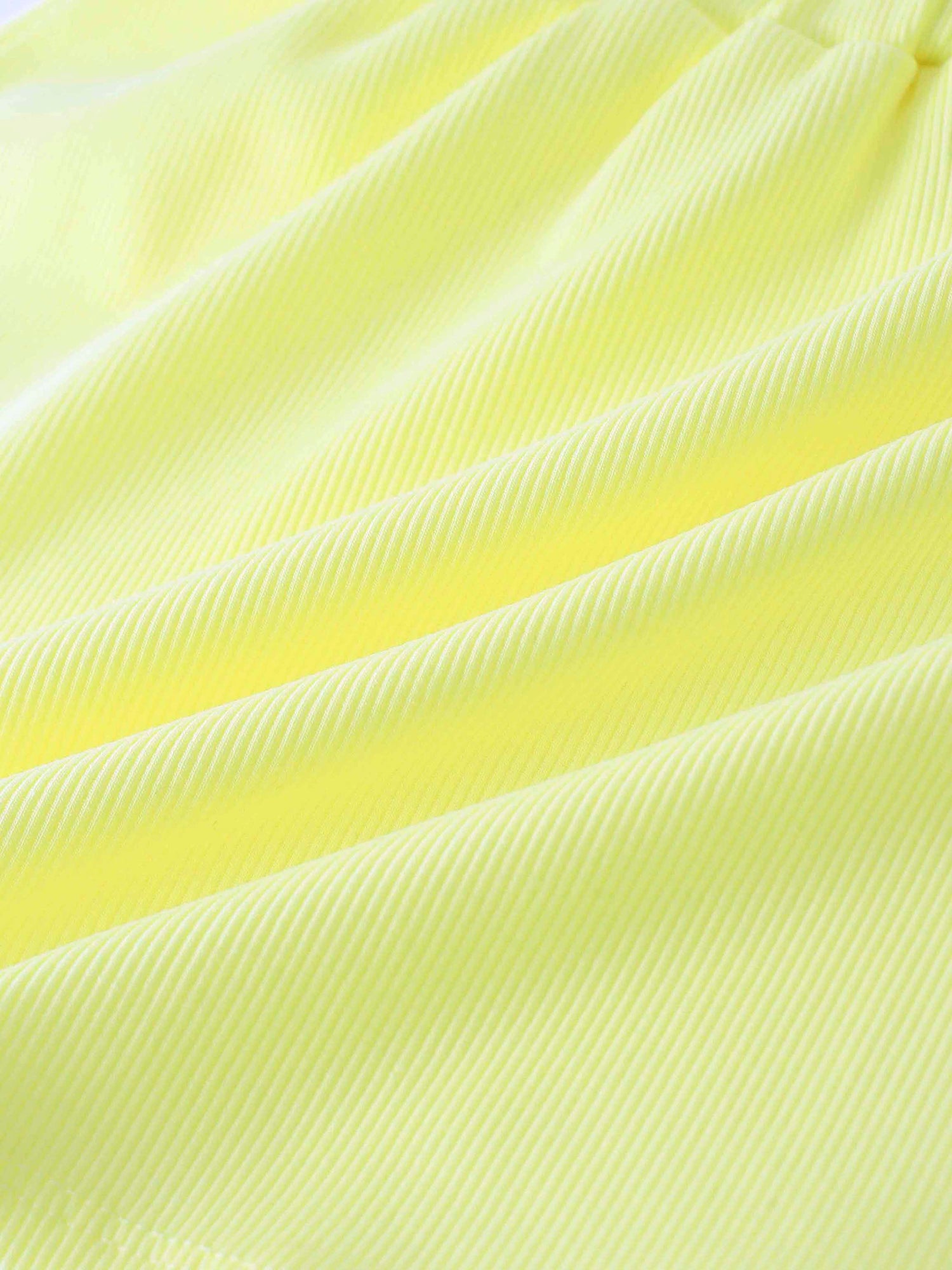 Yellow Ribbed Skirt with Short Bubble Sleeve Shirt
