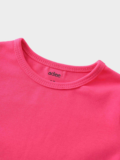 Pink Skirt with Short Sleeve Bubble Shirt