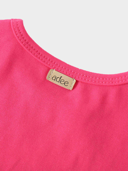 Pink Skirt with Short Sleeve Bubble Shirt