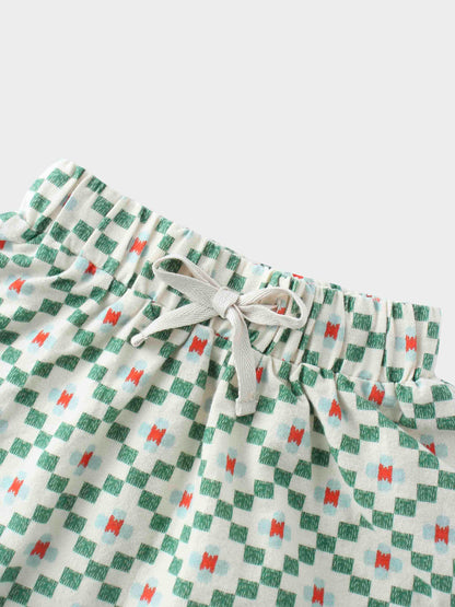 Green Diamond Skirt with 3/4 Sleeve Shirt