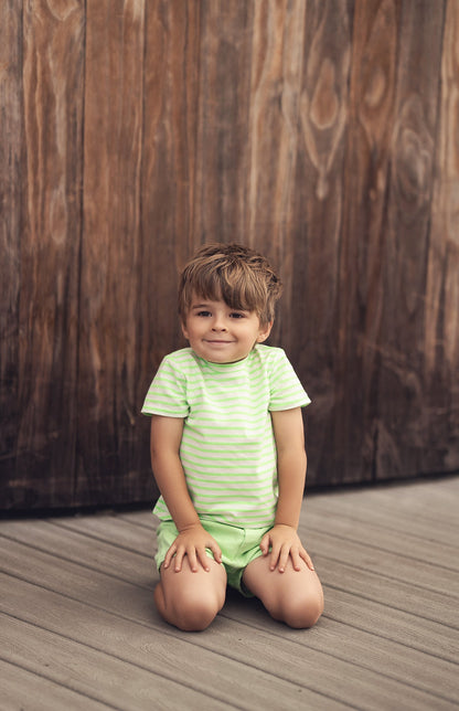 Neon Green Striped Boxy T-shirt