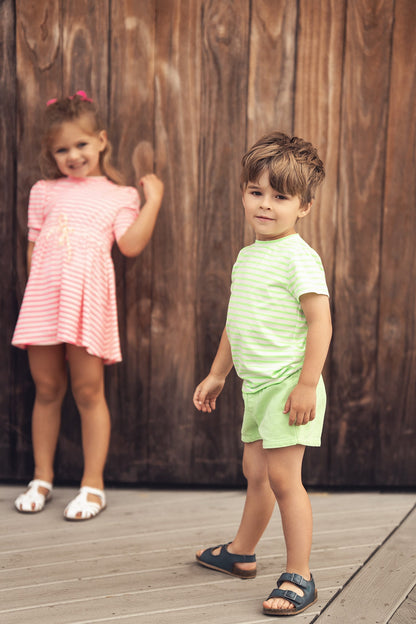 Neon Green Striped Boxy T-shirt
