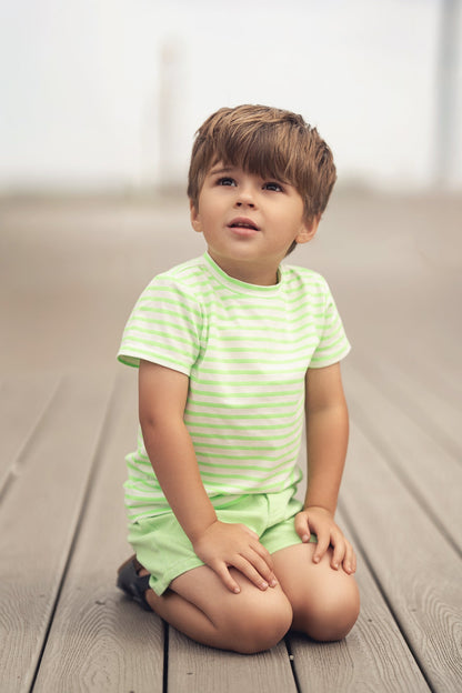 Neon Green Striped Boxy T-shirt