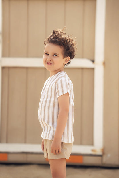 Tan and White Striped Shirt