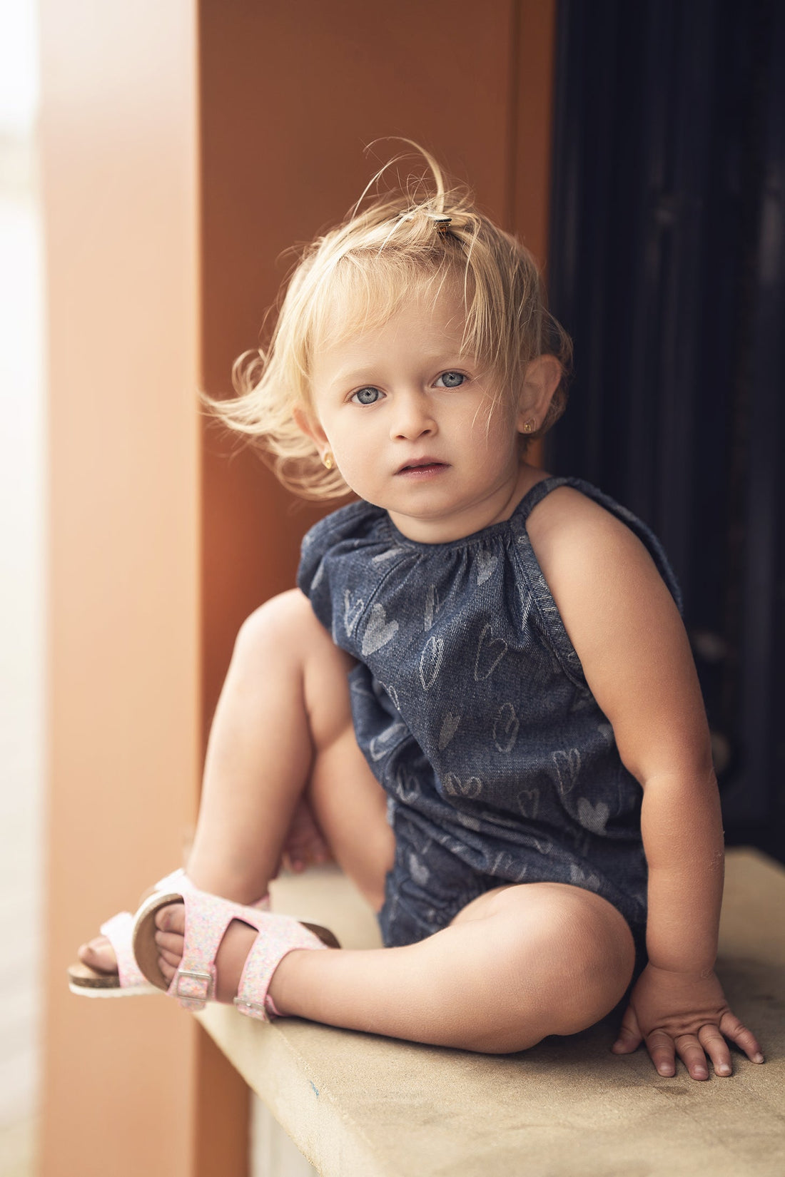 Denim Heart Romper