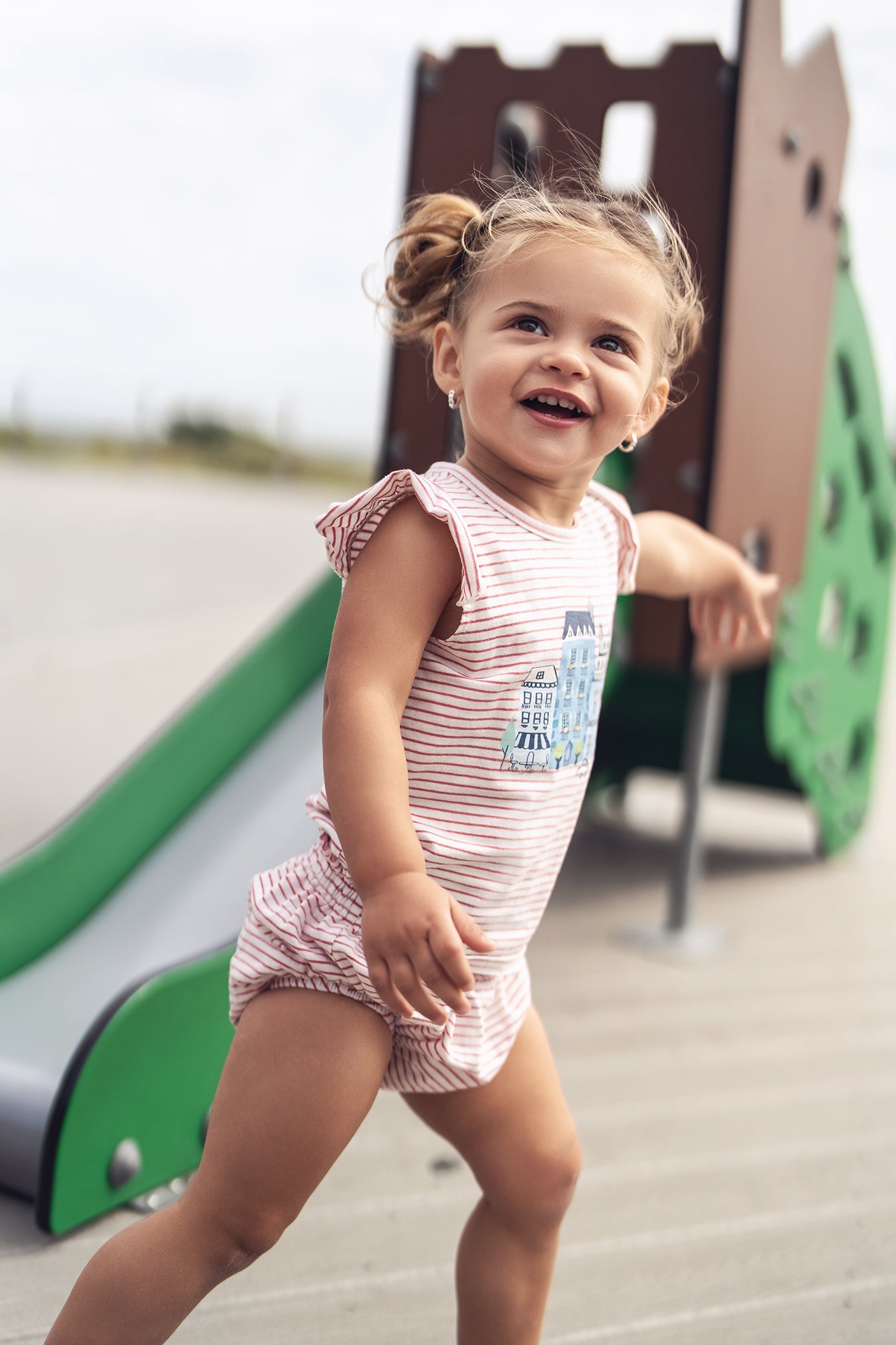 Little Paris Bloomers &amp; Tank Set - Ruffles, Adee pink striped girls set