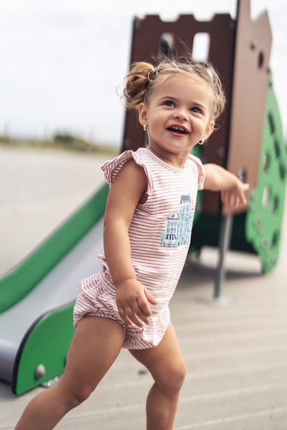 Little Paris Bloomers &amp; Tank Set - Ruffles, Adee pink striped girls set