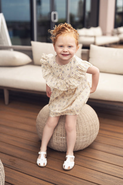 Ivory Flower Dress - Sleeveless